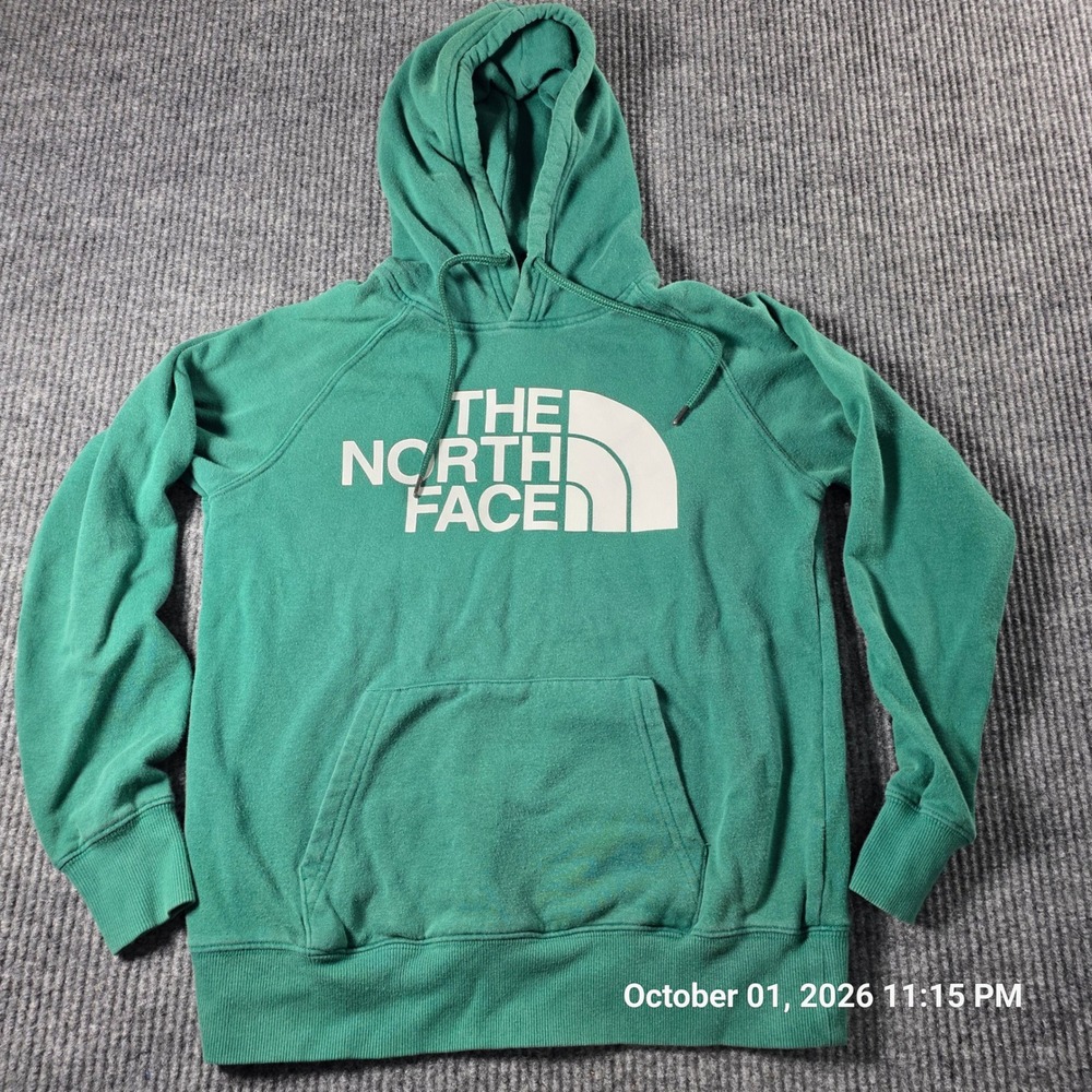The North Face Womens Green Pullover Hoodie Half Dome Logo XS